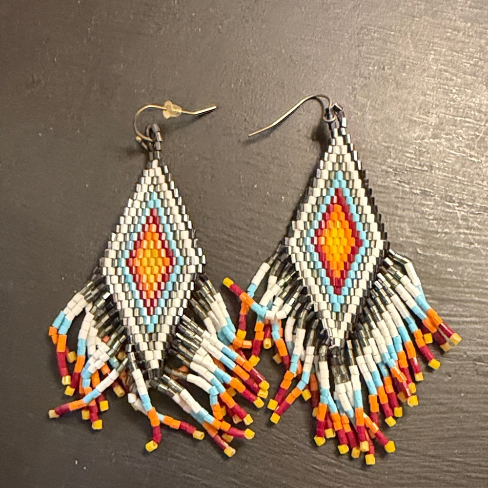 Colorful Beaded Fringe Earrings